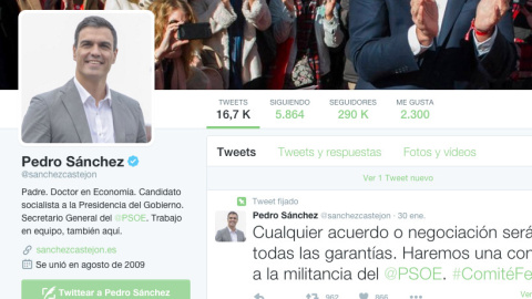 Perfil de Pedro Sánchez en Twitter