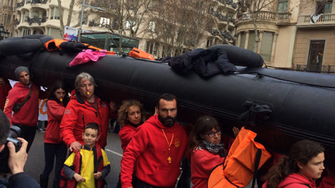 Imagen la marcha en Barcelona por los derechos de los refugiados. M.D.