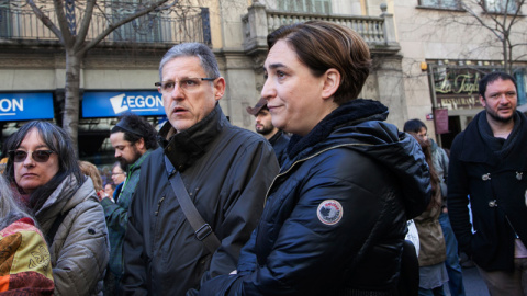 La alcaldesa de Barcelona, Ada Colau, en la manifestación. / PEPA VIVES