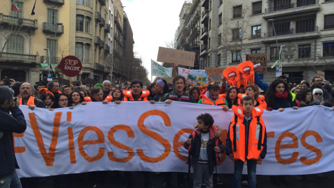 Imagen la marcha en Barcelona por los derechos de los refugiados. M.D.