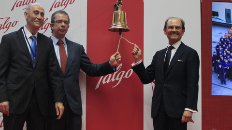 José María Oriol y Carlos Palacio en la salida a bolsa de Talgo. E.P.