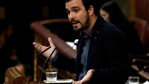 El diputado de IU-UP, Alberto Garzón, durante su intervención de este miércoles. EFE