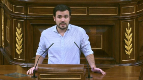 Alberto Garzón, de Izquierda Unida, habla ante el Congreso de los Diputados.