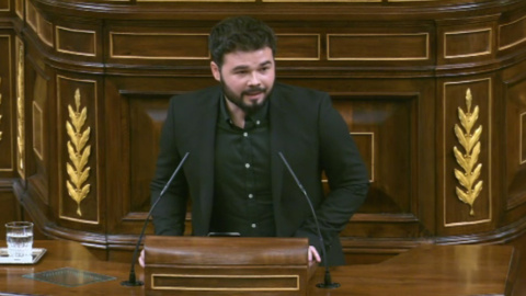 Gabriel Rufián, de ERC, durante su discurso ante los diputados en la Cámara Baja.