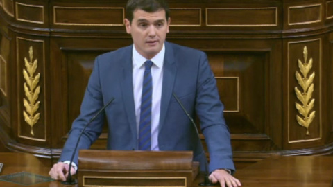 Albert Rivera, líder de Ciudadanos, durante su discurso en el Congreso de los Diputados.