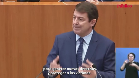 VÍDEO | Mañueco anuncia que la ley de violencia de género convivirá con la ley intrafamiliar: "Las dos son necesarias"