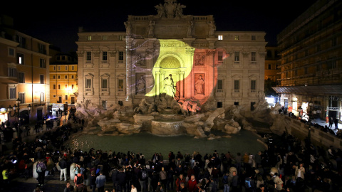 La Fontana di Trevi de Roma también se viste con la bandera belga. -  Stefano Rellandini / Reuters