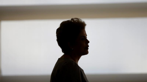 La presidenta brasileña, Dilma Rousseff, durante una ceremonia con juristas el pasado 22 de marzo. EFE/Fernando Bizerra Jr