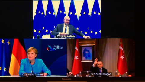 Reunión trilateral de Merkel, Michel y Erdogan