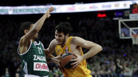 Abrines, durante un momento del partido ante el Zalgiris. EFE/Valda Kalnina