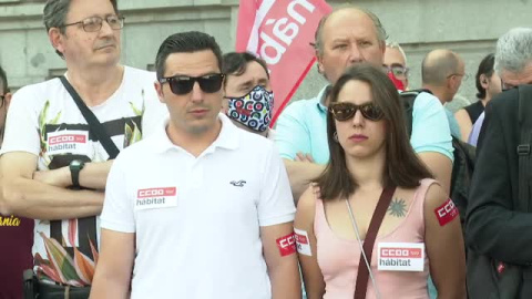 Protesta de barrenderos en Madrid por las malas condiciones laborales