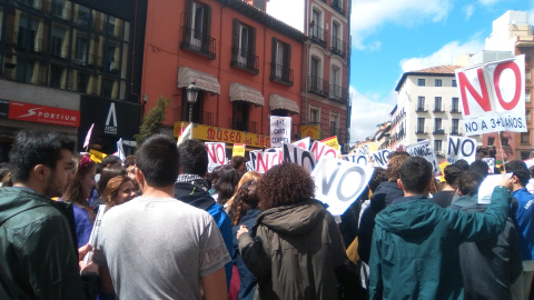 Participantes de la manifestación estudiantil contra la Ley Wert y el 'Decreto 3+2'. A.S.