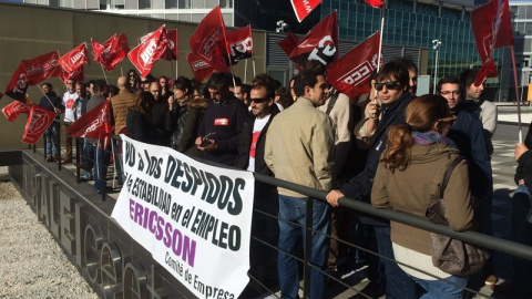 Manifestación de los trabajadores de Ericsson en Málaga. / EUROPA PRESS