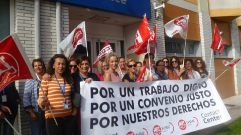 Protesta de teleoperadores en Cantabria. E.P.