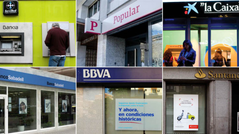 Oficinas de los principales bancos españoles, Bankia, Popular, Caixabank, Sabadell, BBVA y Santander. EFE/E.P./REUTERS