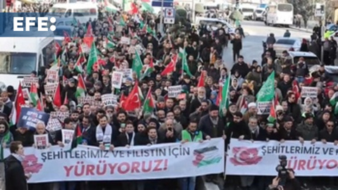 Manifestación en solidaridad con el pueblo palestino en Estambul