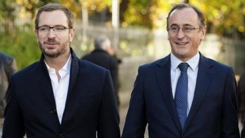 El vicesecretario de Acción Sectorial del PP, Javier Maroto, y el presidente del PP vasco, Alfonso Alonso. EFE