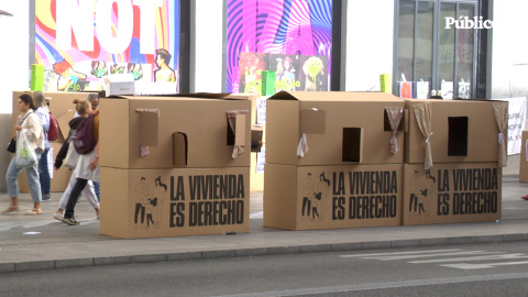 "La vivienda es un derecho": decenas de personas se concentran en Madrid para pedir al Gobierno que desbloquee la ley