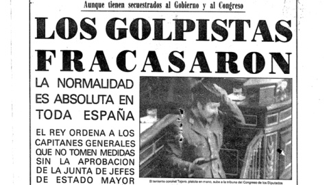 'La Voz de Galicia' abrió su portada del 24 de febrero de 1981 con el fracaso del golpe de Estado.