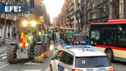 Tractorada en el centro de Logroño