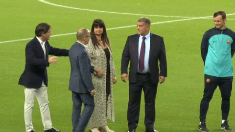 Laporta y Yuste se suman a la tradicional 'haka' del Barça Genuine