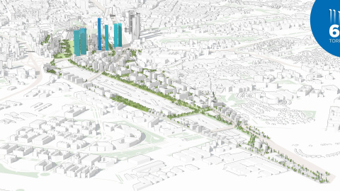 Recreación del proyecto de Distrito Castellana Norte (DCN)  para el norte de Madrid. E.P.