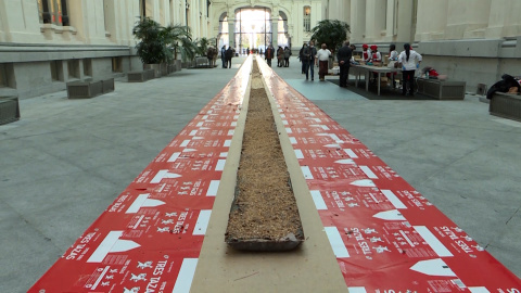 El turrón más largo del mundo puede verse en el Palacio de Cibeles
