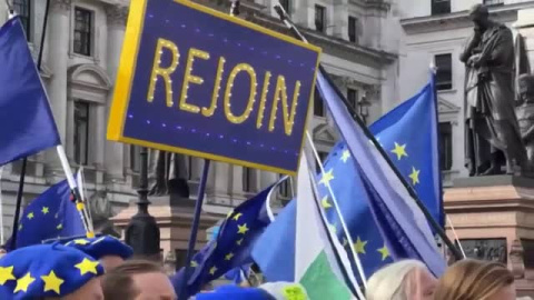 Decenas de personas piden en Londres reincorporarse a la Unión Europea  