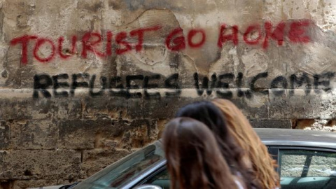 Pintada contra el turisme de masses a Palma. REUTERS