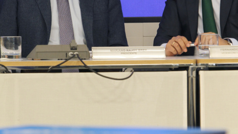 El presidente del Gobierno y del PP, Mariano Rajoy, y el vicesecretario general, Fernando Martínez-Maillo, durante la reunión del Comité Ejecutivo Nacional del PP. EFE/Javier Tormo