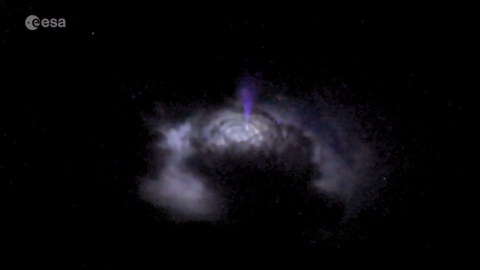 Chorro azul que emerge hacia arriba en una tormenta, observado desde la Estación Espacial.- –ESA/NASA/IRISS/DTU