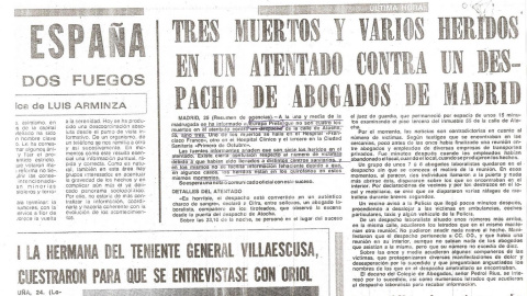 Noticia de la época sobre el atentado.