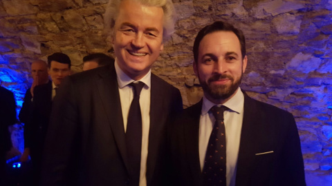 Santiago Abascal, dirigente de Vox, Geert Wilders, dirigente del Partido por la Libertad holandés, de extrema derecha.