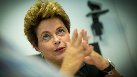 Dilma Rousseff en la redacción de Público. // CHRISTIAN GONZÁLEZ