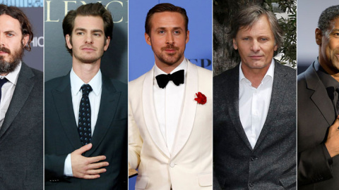 De izquierda a derecha: Casey Affleck, Andrew Garfield, Ryan Gosling, Viggo Mortensen and Denzel Washington.- REUTERS