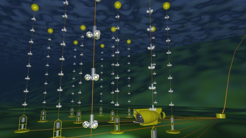 Esquema del telescopio de neutrinos ANTARES (Francia)