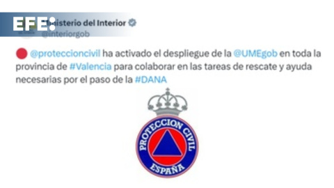 Protección Civil activa el despliegue de la UME en toda la provincia de Valencia