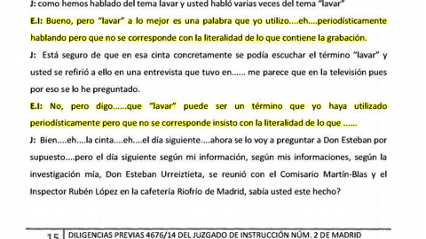 Fragmento de la declaración de Inda ante el juez en el caso Nicolás.