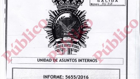 Portada del informe de la Unidad de asuntos Internos con fecha de entrada en Fiscalía Anticorrupción en abril de 2016.