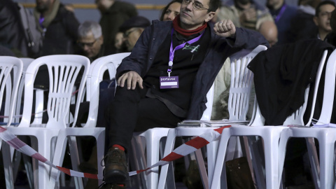 El cofundador de Podemos Juan Carlos Monedero, durante la Asamblea Ciudadana Estatal de Vistalegre II. EFE/Chema Moya