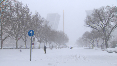 El temporal cubre de blanco la capital de España