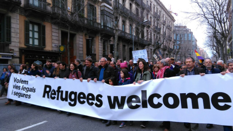 Manifestants en solidaritat amb refugiats