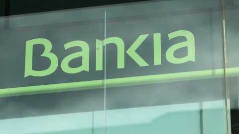 El logo de Bankia en la sede del banco nacioalizado. E.P.