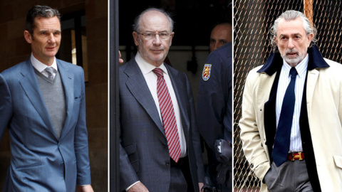 En la foto, Iñaki Urdangarin, Rodrigo Rato y Francisco Correa, los protagonistas judiciales de la semana / EFE/REUTERS