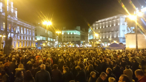 Concentración en Sol en defensa contra la violencia machista y en defensa de la independencia judicial. Foto: Sindicato de Estudiantes.