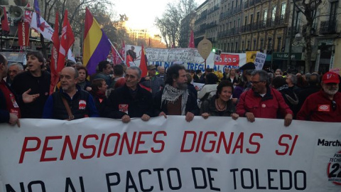 Imagen de la cabecera de la manifestación en Madrid. PÚBLICO