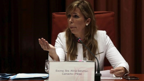 Alicia Sánchez-Camacho, durante su declaración ante el Parlament de Catalunya sobre la grabación de La Camarga. / EFE