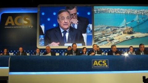 El presidente de ACS, Florentino Pérez, en la junta de accionistas de la compañía. E.P.