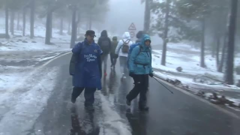 El temporal causa fuertes nevadas en la cumbre de Gran Canaria