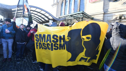 Protesta en Coblenza contra la reunión de los líderes de la extrema derecha europea. - AFP